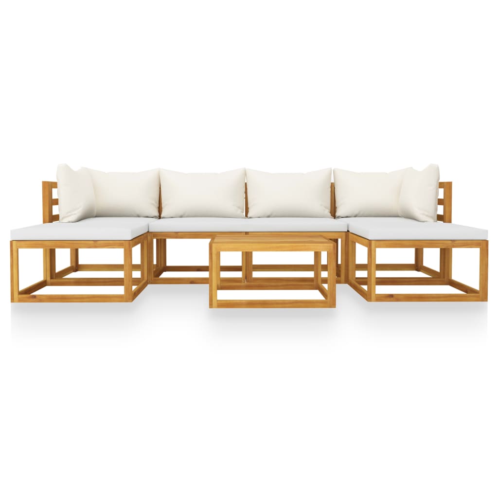 7-delige Loungeset met kussens massief acaciahout crème is nu te koop bij PeponiXL, paradijselijk wonen!