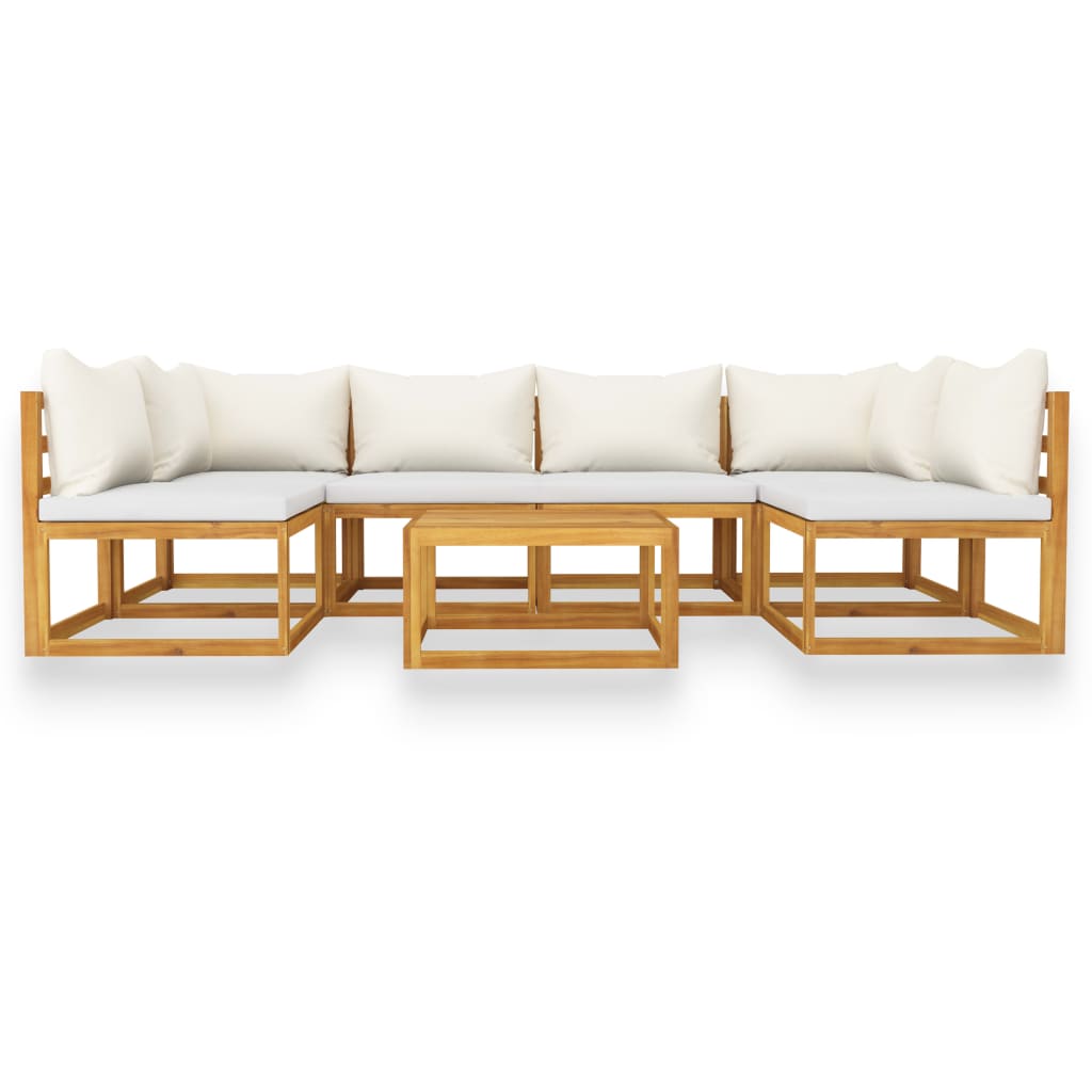 7-delige Loungeset met kussens massief acaciahout crème is nu te koop bij PeponiXL, paradijselijk wonen!