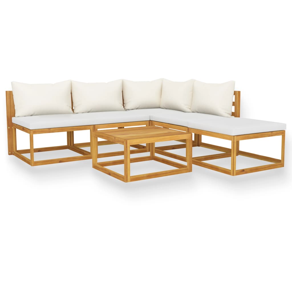 6-delige Loungeset met kussens massief acaciahout crème is nu te koop bij PeponiXL, paradijselijk wonen!