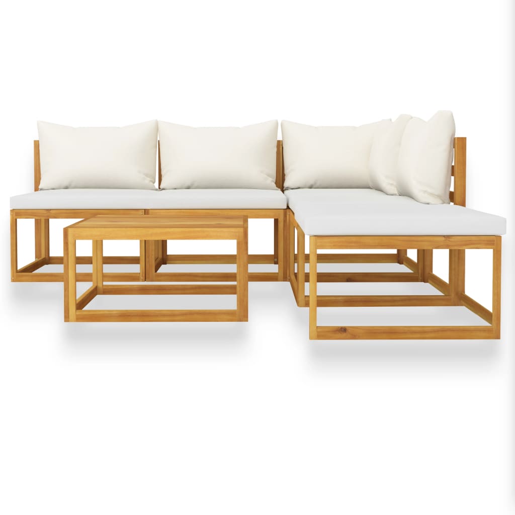 6-delige Loungeset met kussens massief acaciahout crème is nu te koop bij PeponiXL, paradijselijk wonen!