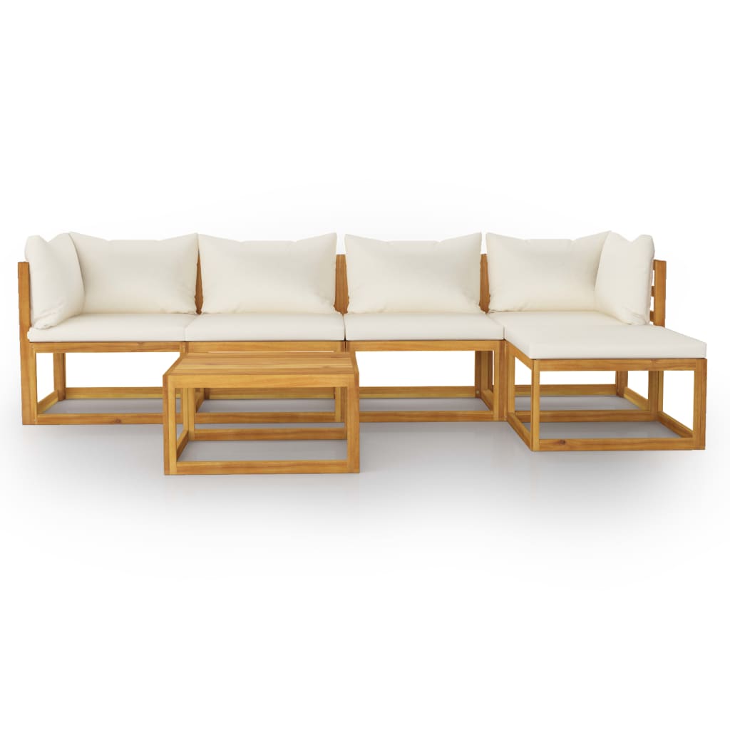 6-delige Loungeset met kussens massief acaciahout crème is nu te koop bij PeponiXL, paradijselijk wonen!