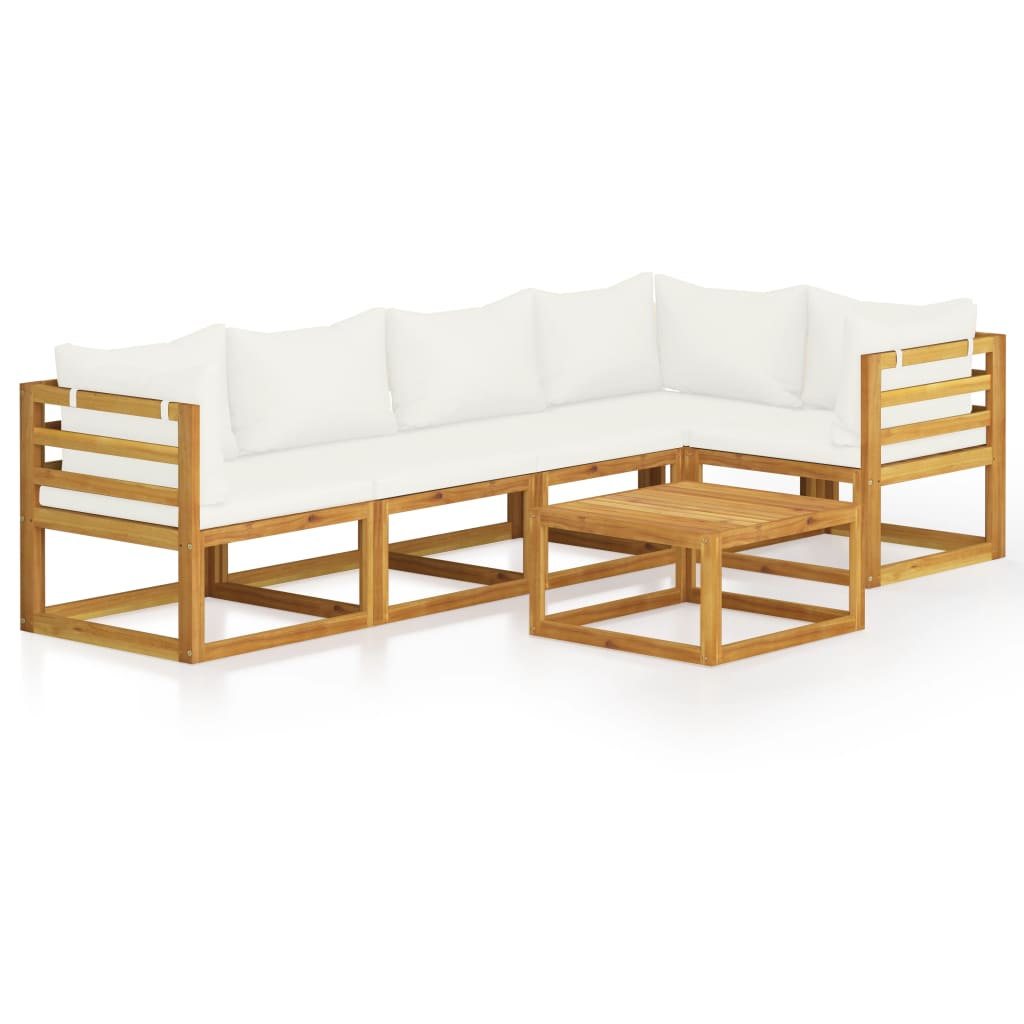 6-delige Loungeset met kussens massief acaciahout crème is nu te koop bij PeponiXL, paradijselijk wonen!