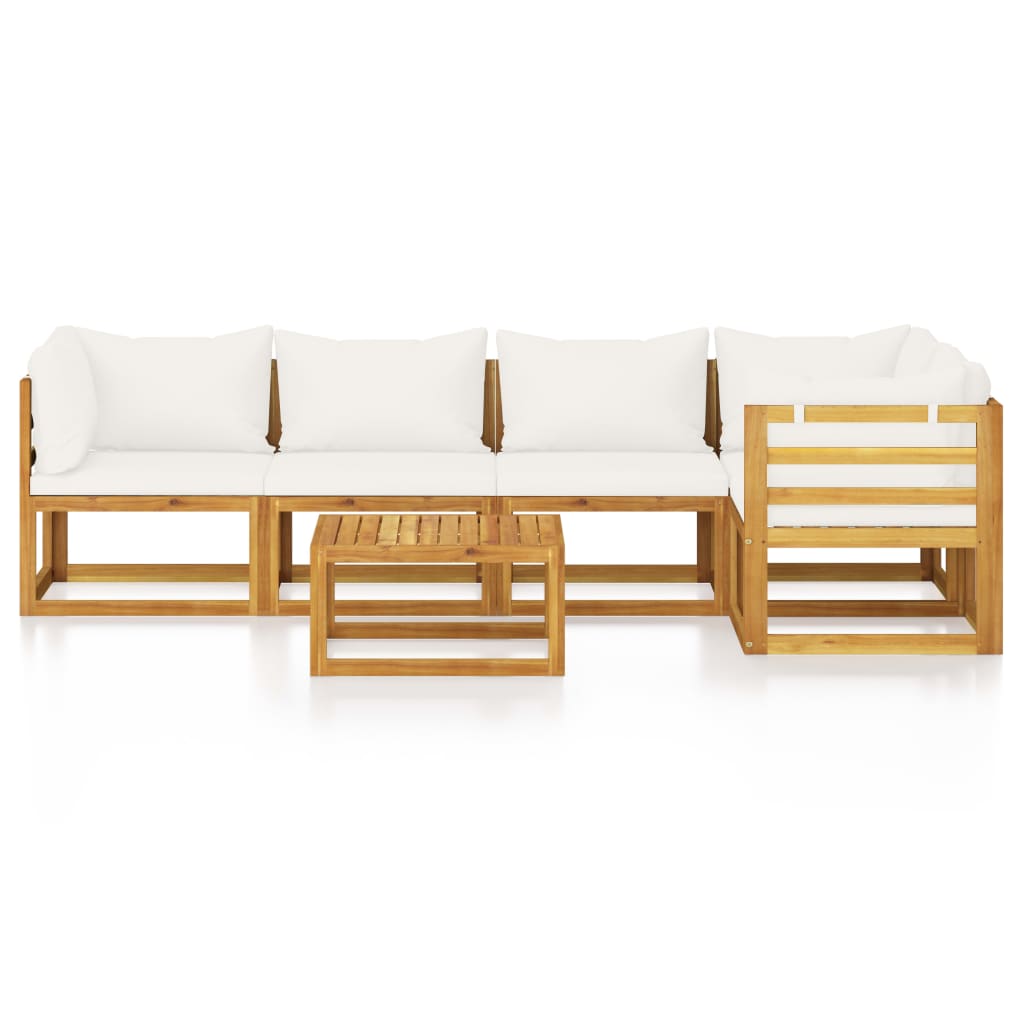 6-delige Loungeset met kussens massief acaciahout crème is nu te koop bij PeponiXL, paradijselijk wonen!