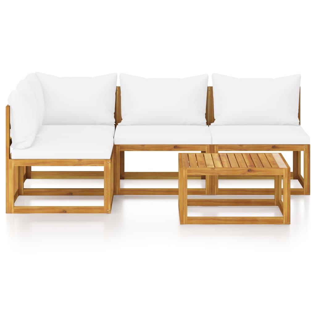 5-delige Loungeset met kussens massief acaciahout crème is nu te koop bij PeponiXL, paradijselijk wonen!