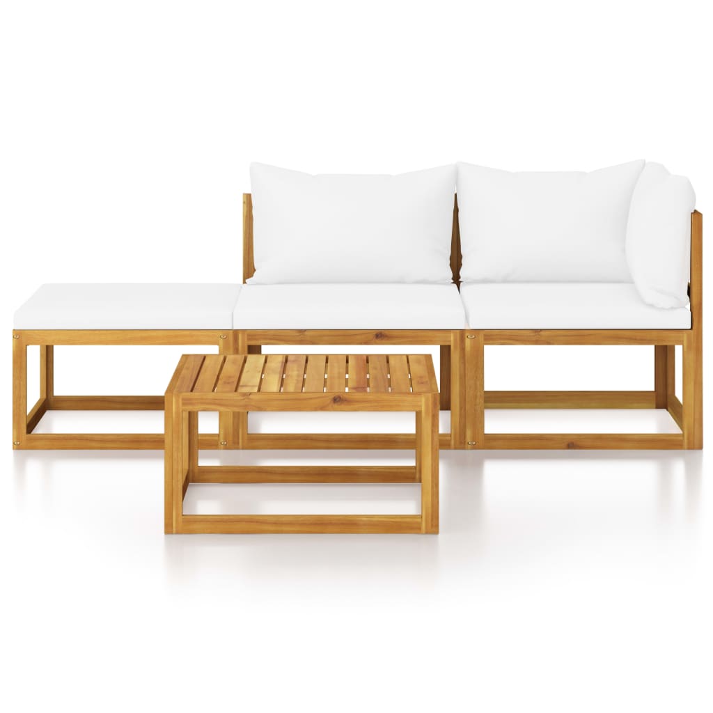 4-delige Loungeset met kussens massief acaciahout crème is nu te koop bij PeponiXL, paradijselijk wonen!