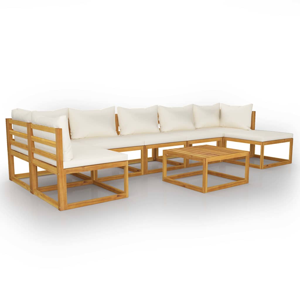 8-delige Loungeset met kussens massief acaciahout crème is nu te koop bij PeponiXL, paradijselijk wonen!