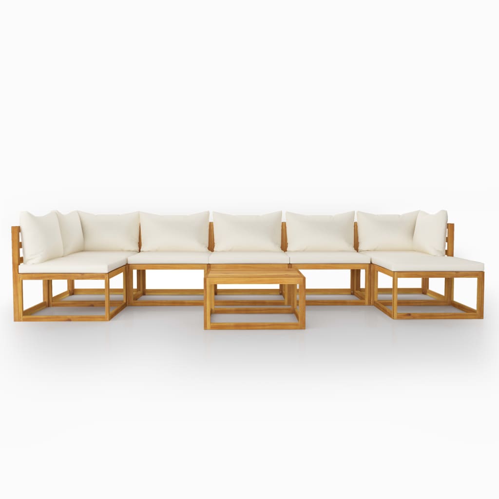 8-delige Loungeset met kussens massief acaciahout crème is nu te koop bij PeponiXL, paradijselijk wonen!