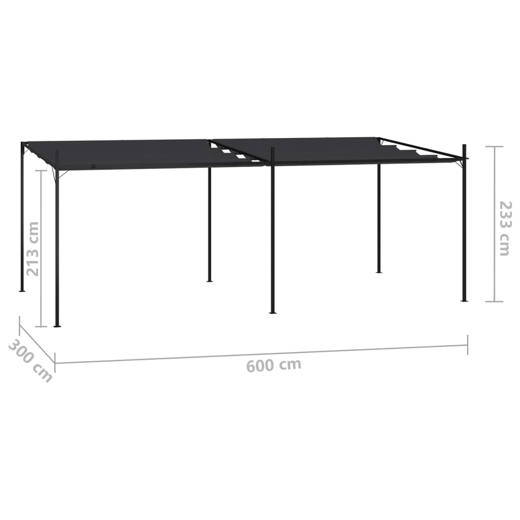 Prieel met uittrekbaar dak 600x300x233 cm antracietkleurig is nu te koop bij PeponiXL, paradijselijk wonen!