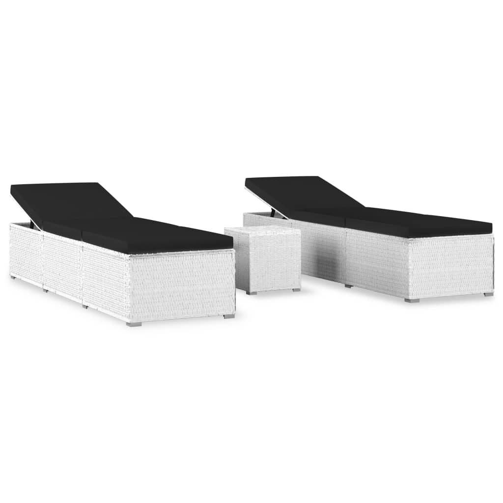 3-delige Ligbeddenset met theetafel poly rattan wit is nu te koop bij PeponiXL, paradijselijk wonen!