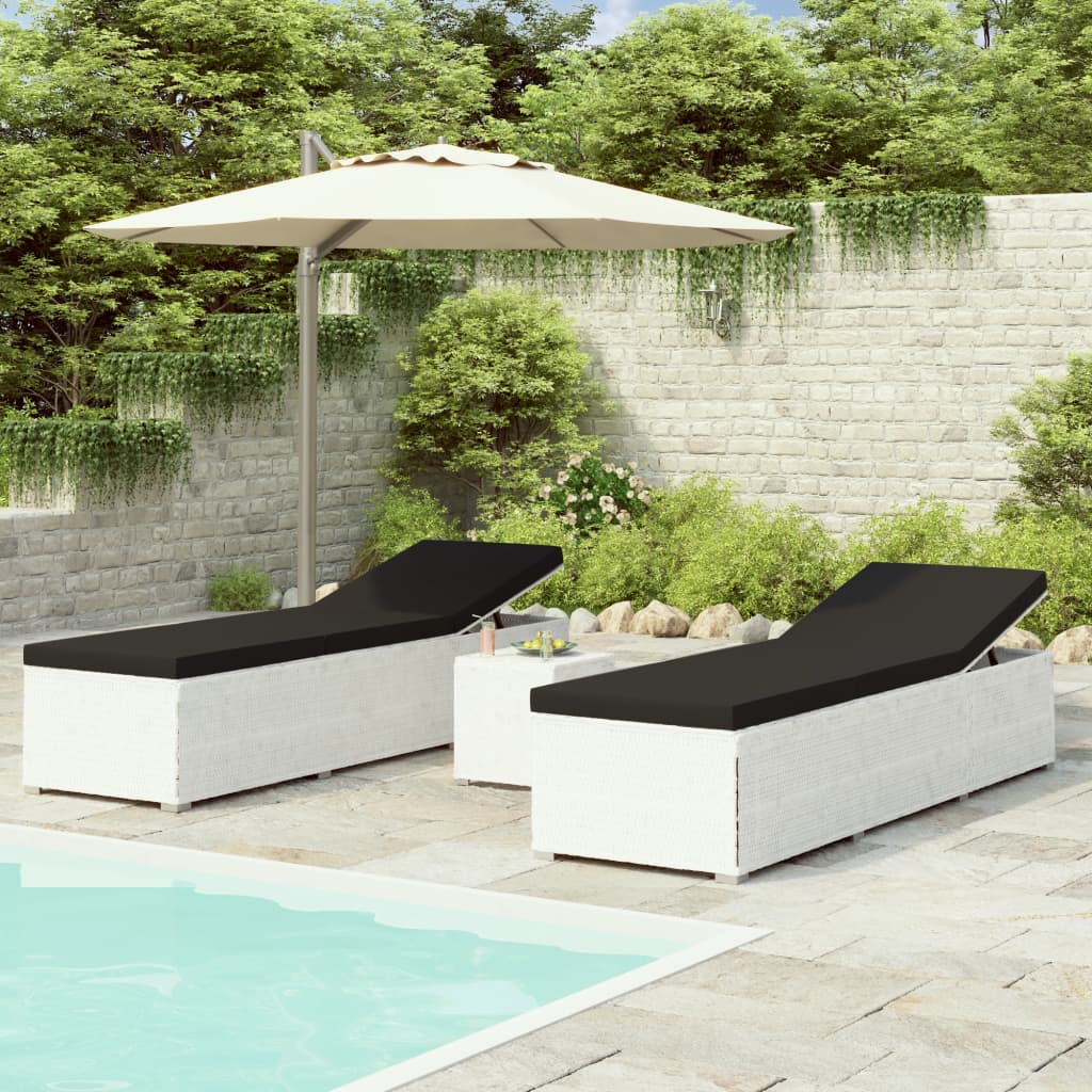 3-delige Ligbeddenset met theetafel poly rattan wit is nu te koop bij PeponiXL, paradijselijk wonen!