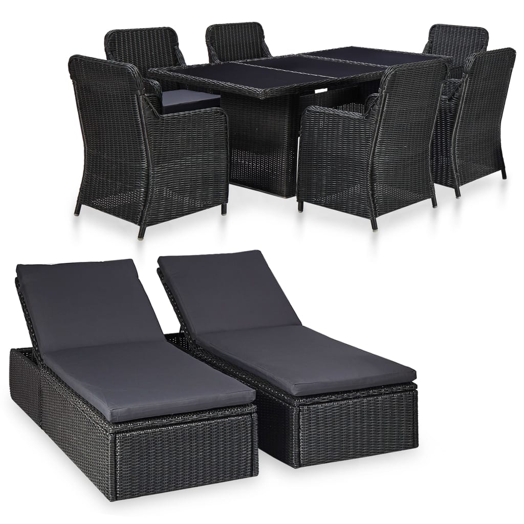 9-delige Tuinset poly rattan zwart is nu te koop bij PeponiXL, paradijselijk wonen!