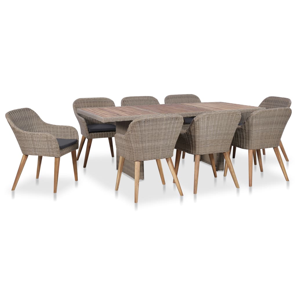 9-delige Tuinset met kussens poly rattan zwart is nu te koop bij PeponiXL, paradijselijk wonen!