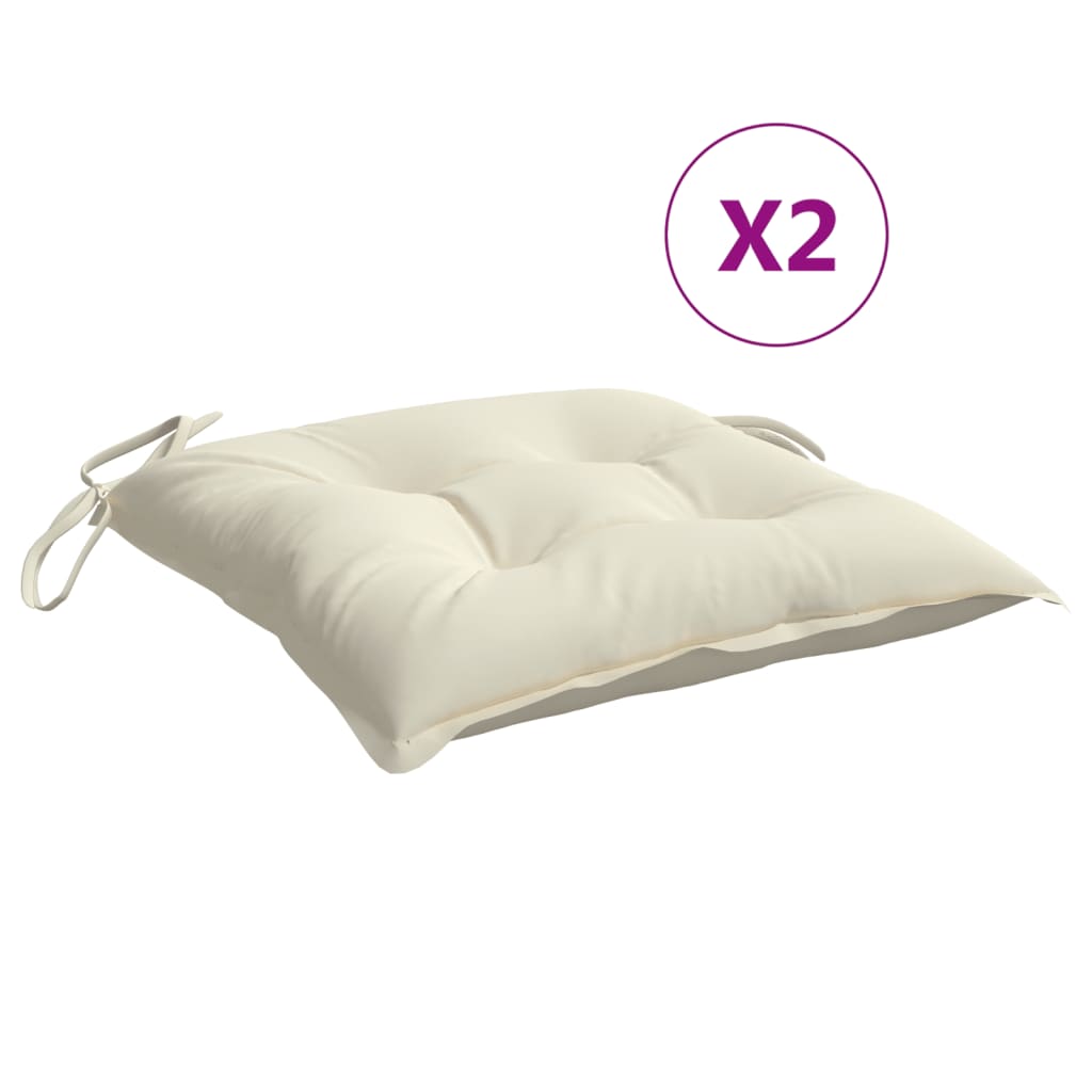 Stoelkussens 2 st 50x50x7 cm oxford stof crèmewit