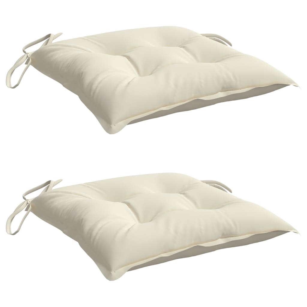 Stoelkussens 2 st 50x50x7 cm oxford stof crèmewit