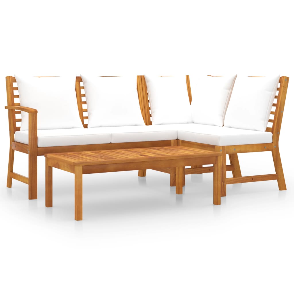4-delige Loungeset met kussens massief acaciahout crème is nu te koop bij PeponiXL, paradijselijk wonen!