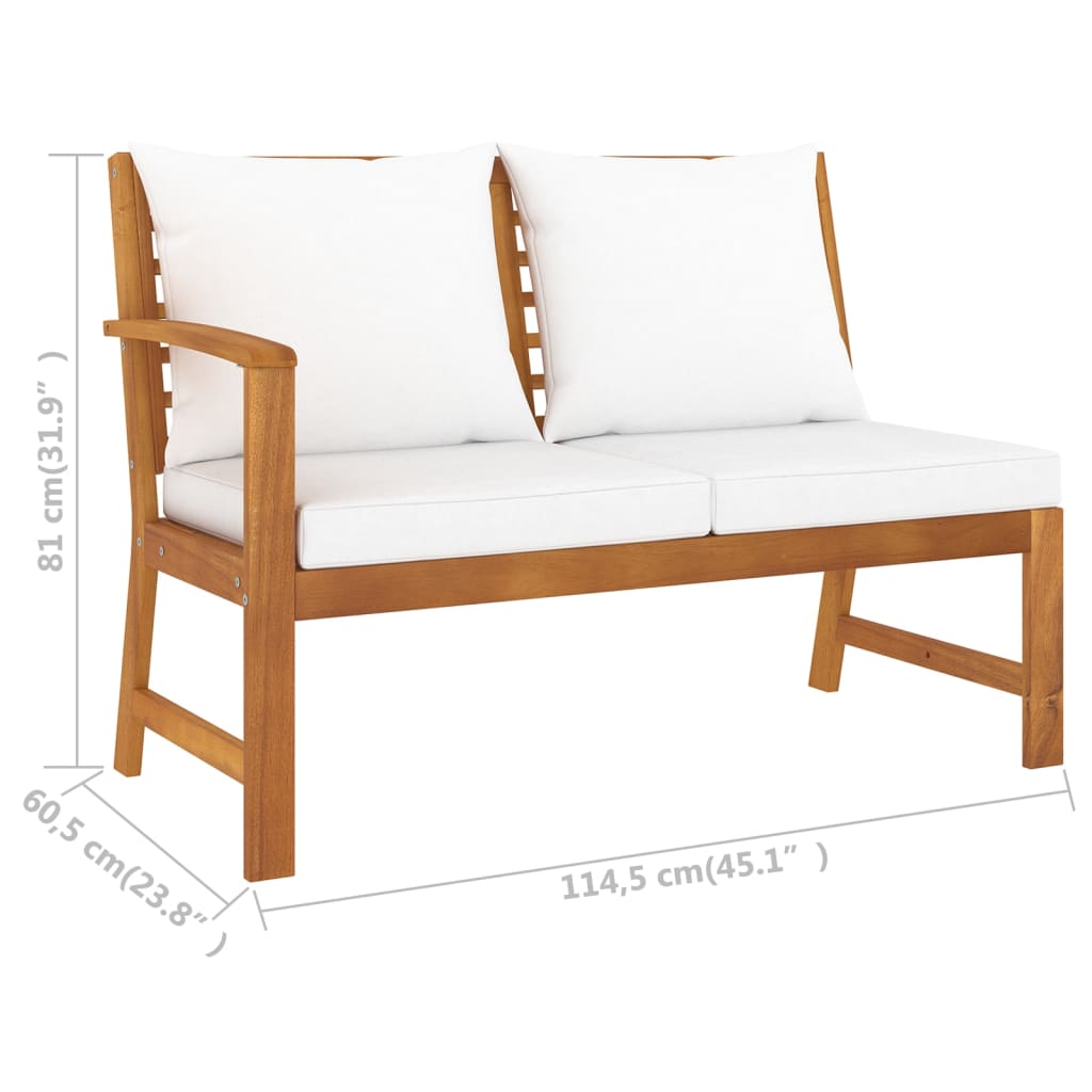 4-delige Loungeset met kussens massief acaciahout crème is nu te koop bij PeponiXL, paradijselijk wonen!