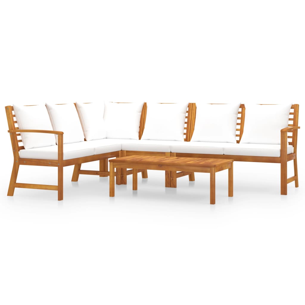 5-delige Loungeset met kussens massief acaciahout crème is nu te koop bij PeponiXL, paradijselijk wonen!