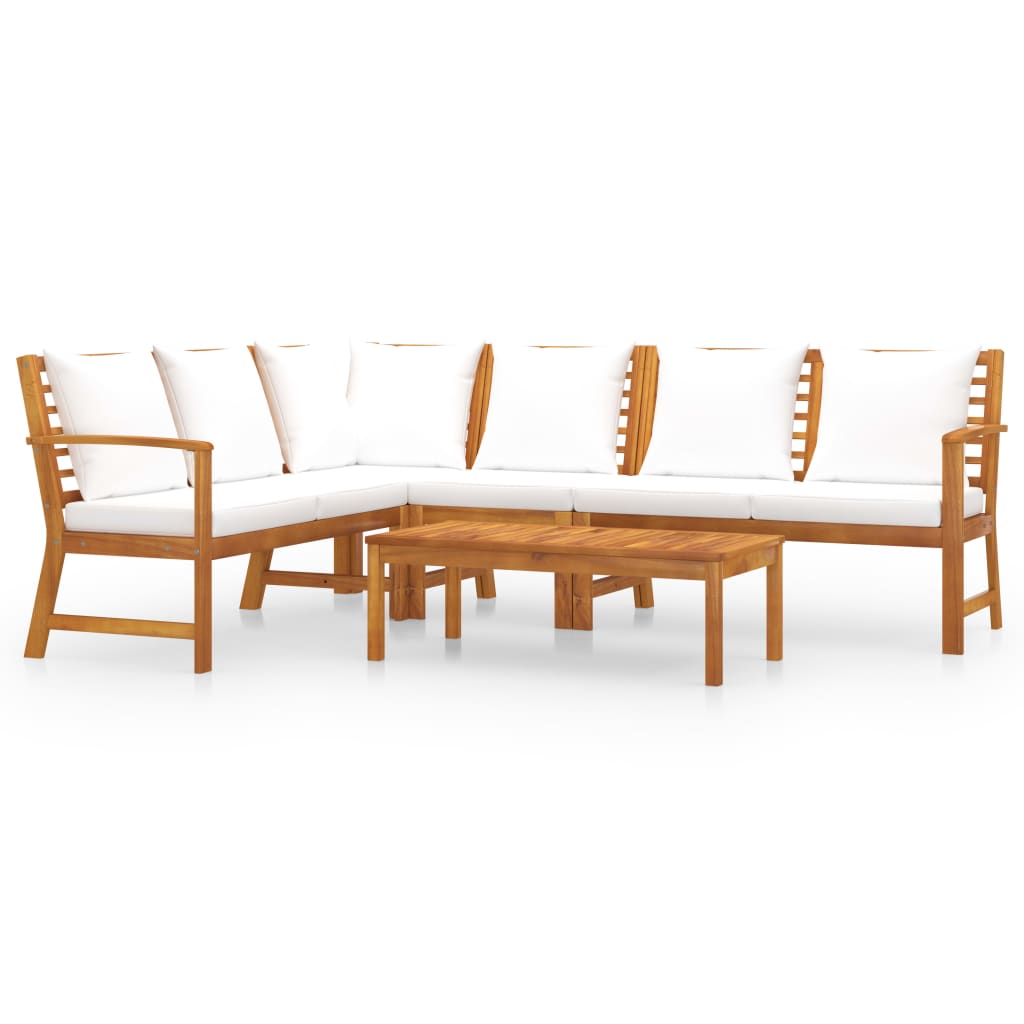 5-delige Loungeset met kussens massief acaciahout crème is nu te koop bij PeponiXL, paradijselijk wonen!
