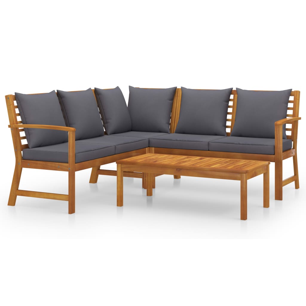 4-delige Loungeset met kussens massief acaciahout is nu te koop bij PeponiXL, paradijselijk wonen!