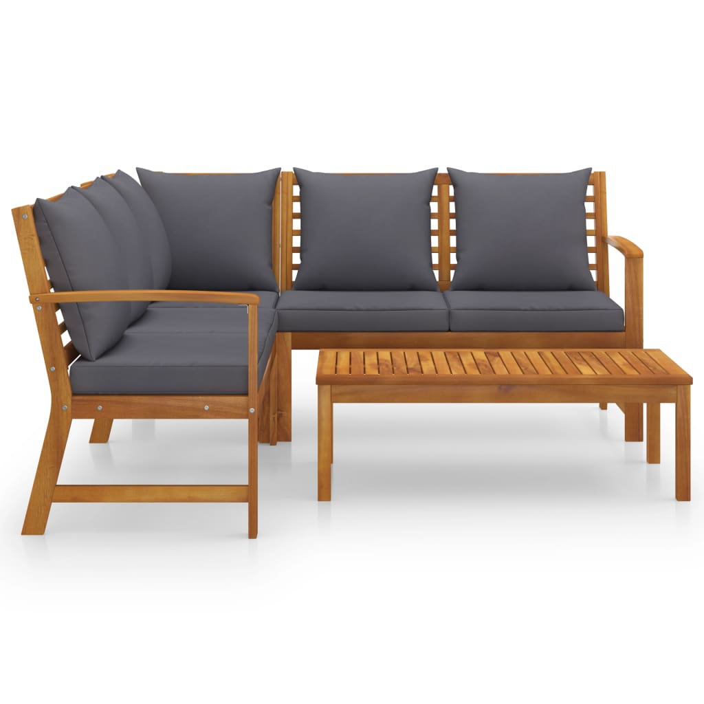 4-delige Loungeset met kussens massief acaciahout is nu te koop bij PeponiXL, paradijselijk wonen!