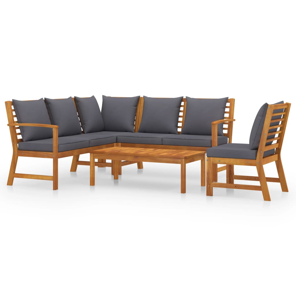 5-delige Loungeset met kussens massief acaciahout is nu te koop bij PeponiXL, paradijselijk wonen!