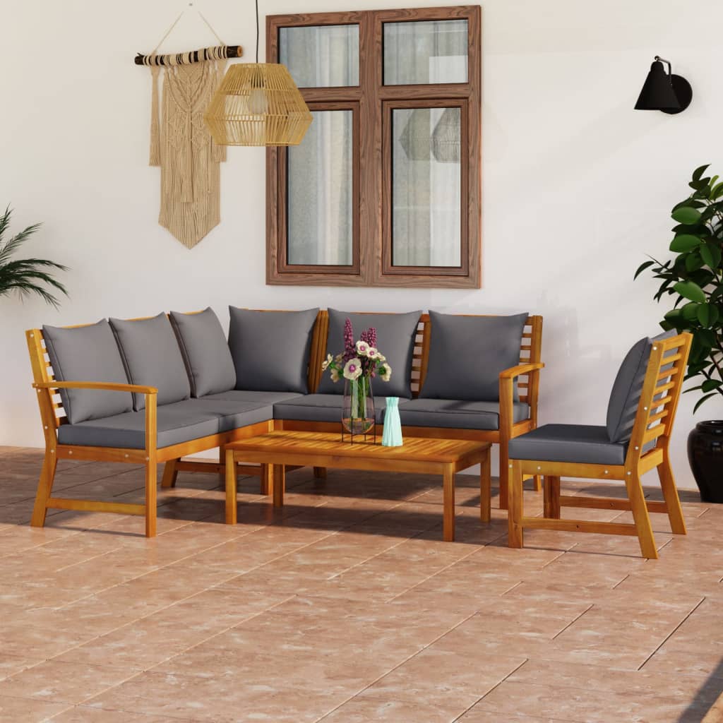5-delige Loungeset met kussens massief acaciahout is nu te koop bij PeponiXL, paradijselijk wonen!