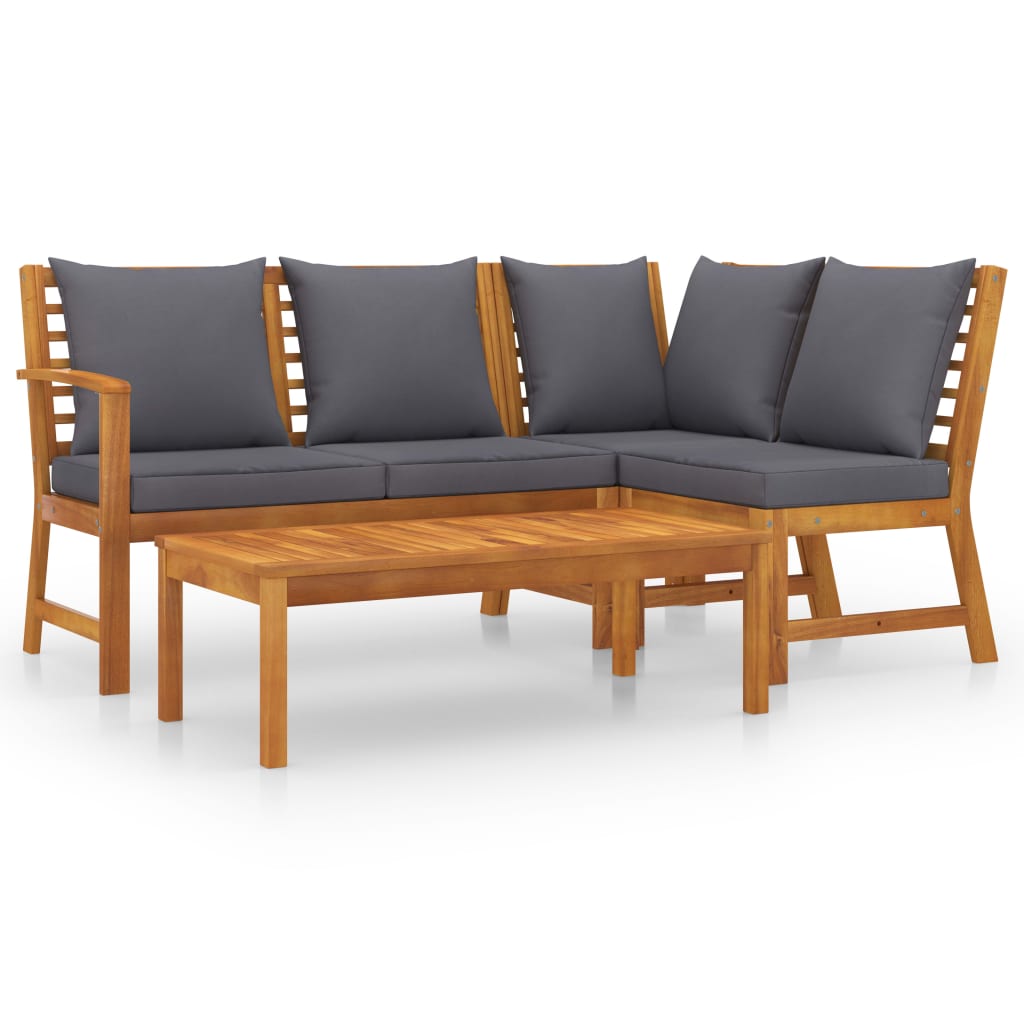 4-delige Loungeset met kussens massief acaciahout is nu te koop bij PeponiXL, paradijselijk wonen!