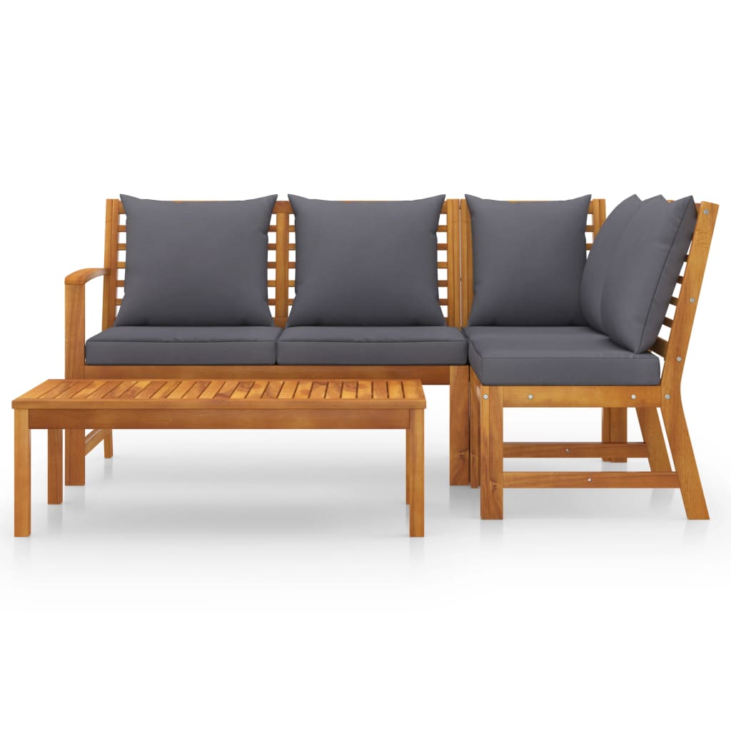 4-delige Loungeset met kussens massief acaciahout is nu te koop bij PeponiXL, paradijselijk wonen!