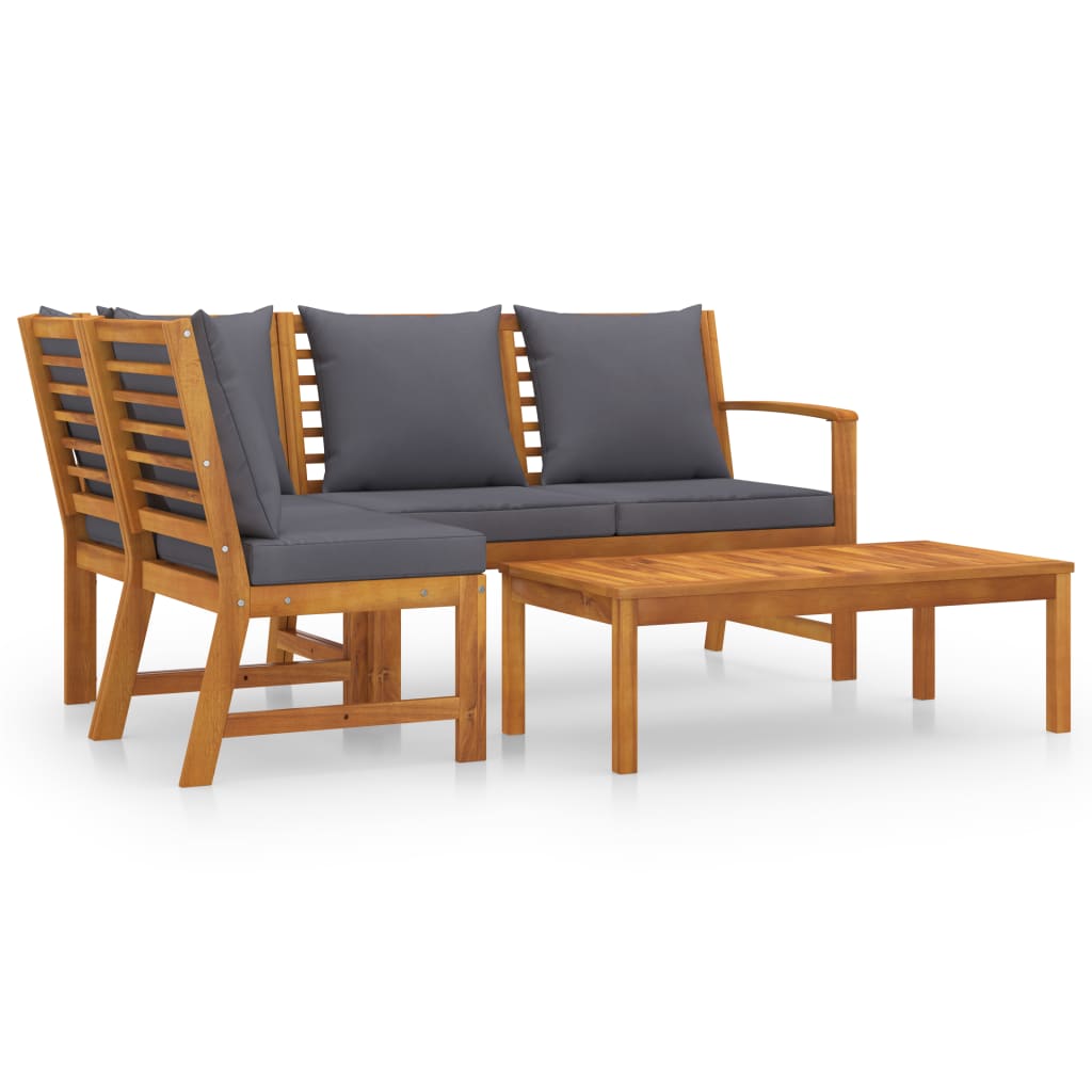 4-delige Loungeset met kussens massief acaciahout is nu te koop bij PeponiXL, paradijselijk wonen!