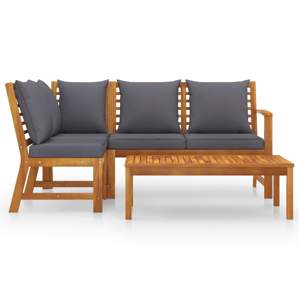 4-delige Loungeset met kussens massief acaciahout is nu te koop bij PeponiXL, paradijselijk wonen!
