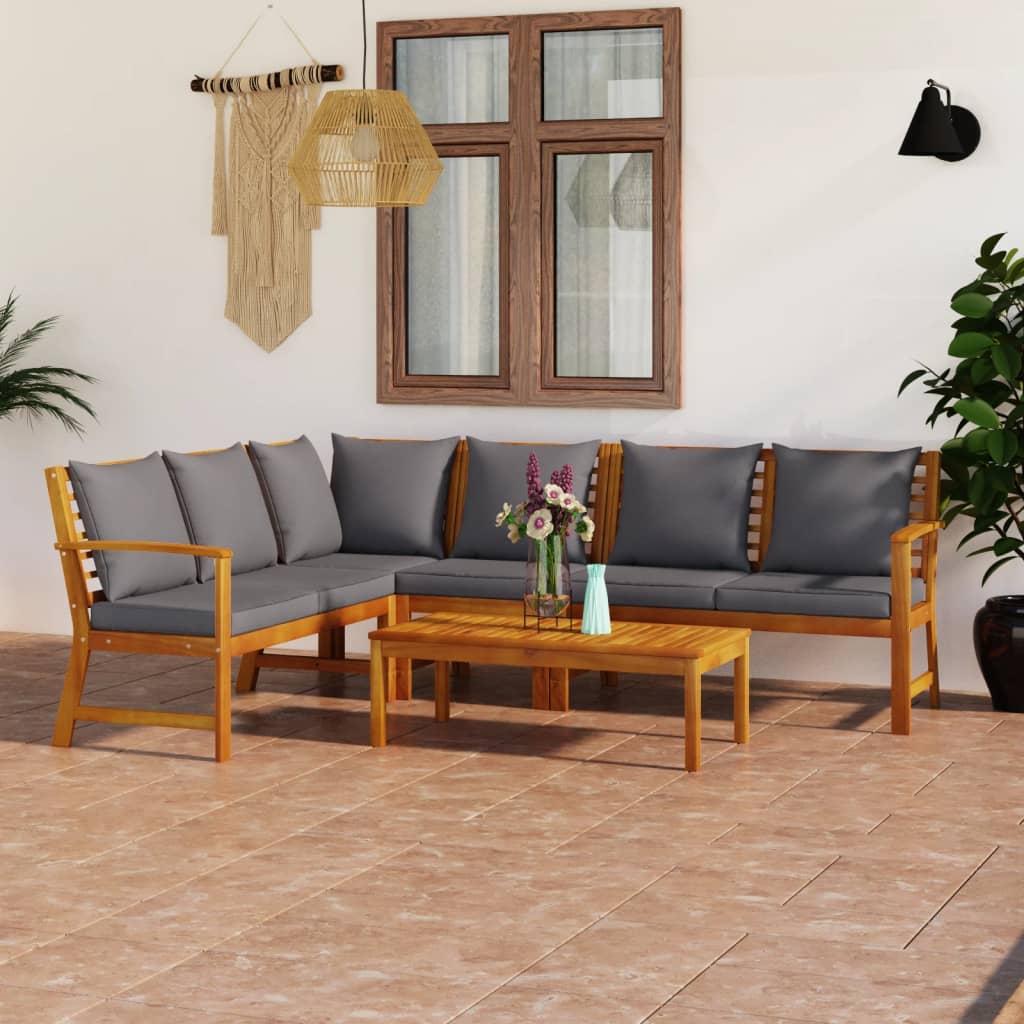 5-delige Loungeset met kussens massief acaciahout is nu te koop bij PeponiXL, paradijselijk wonen!