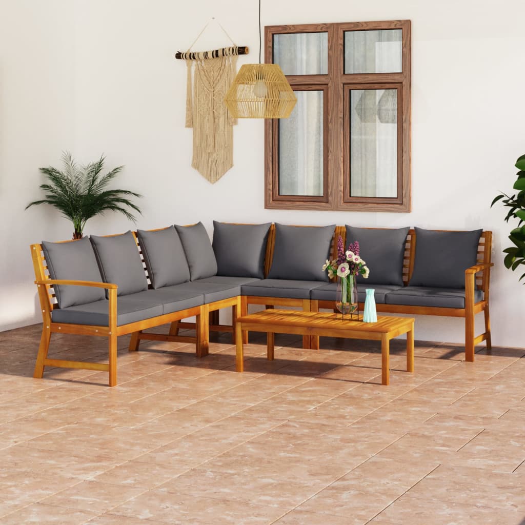 6-delige Loungeset met kussens massief acaciahout is nu te koop bij PeponiXL, paradijselijk wonen!