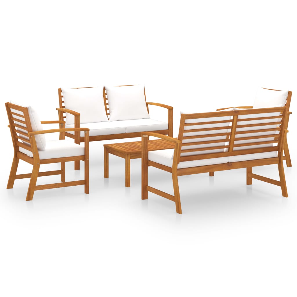 5-delige Loungeset met kussens massief acaciahout is nu te koop bij PeponiXL, paradijselijk wonen!