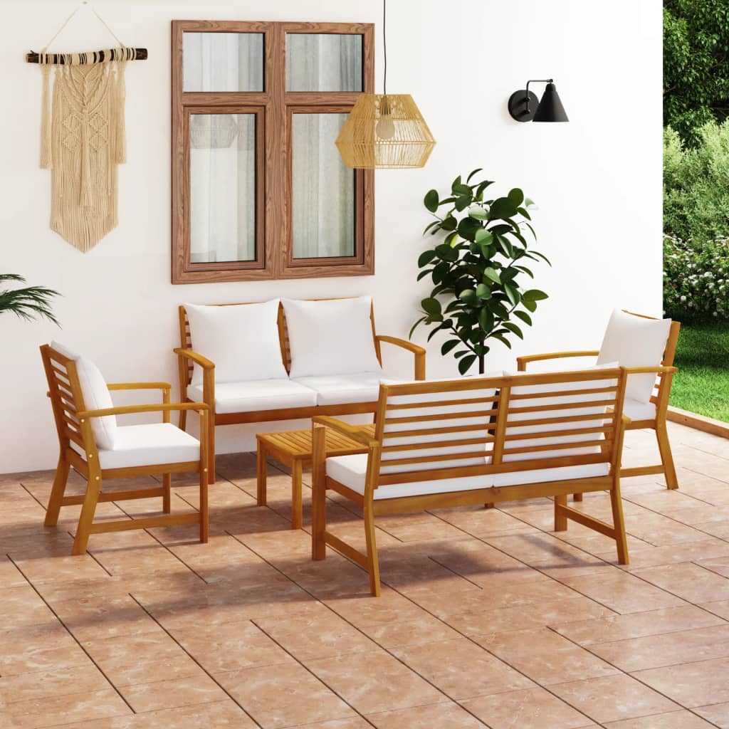 5-delige Loungeset met kussens massief acaciahout is nu te koop bij PeponiXL, paradijselijk wonen!