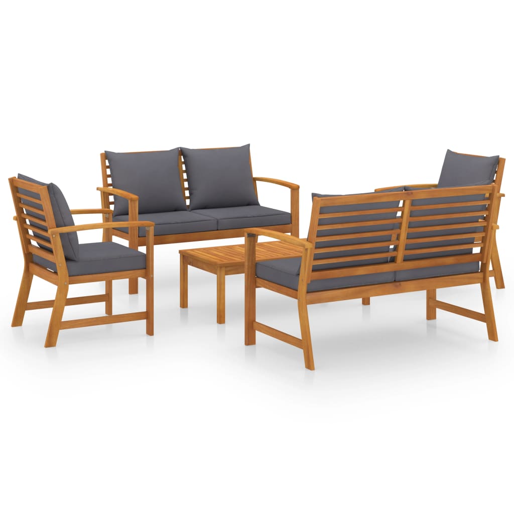 5-delige Loungeset met kussens massief acaciahout is nu te koop bij PeponiXL, paradijselijk wonen!