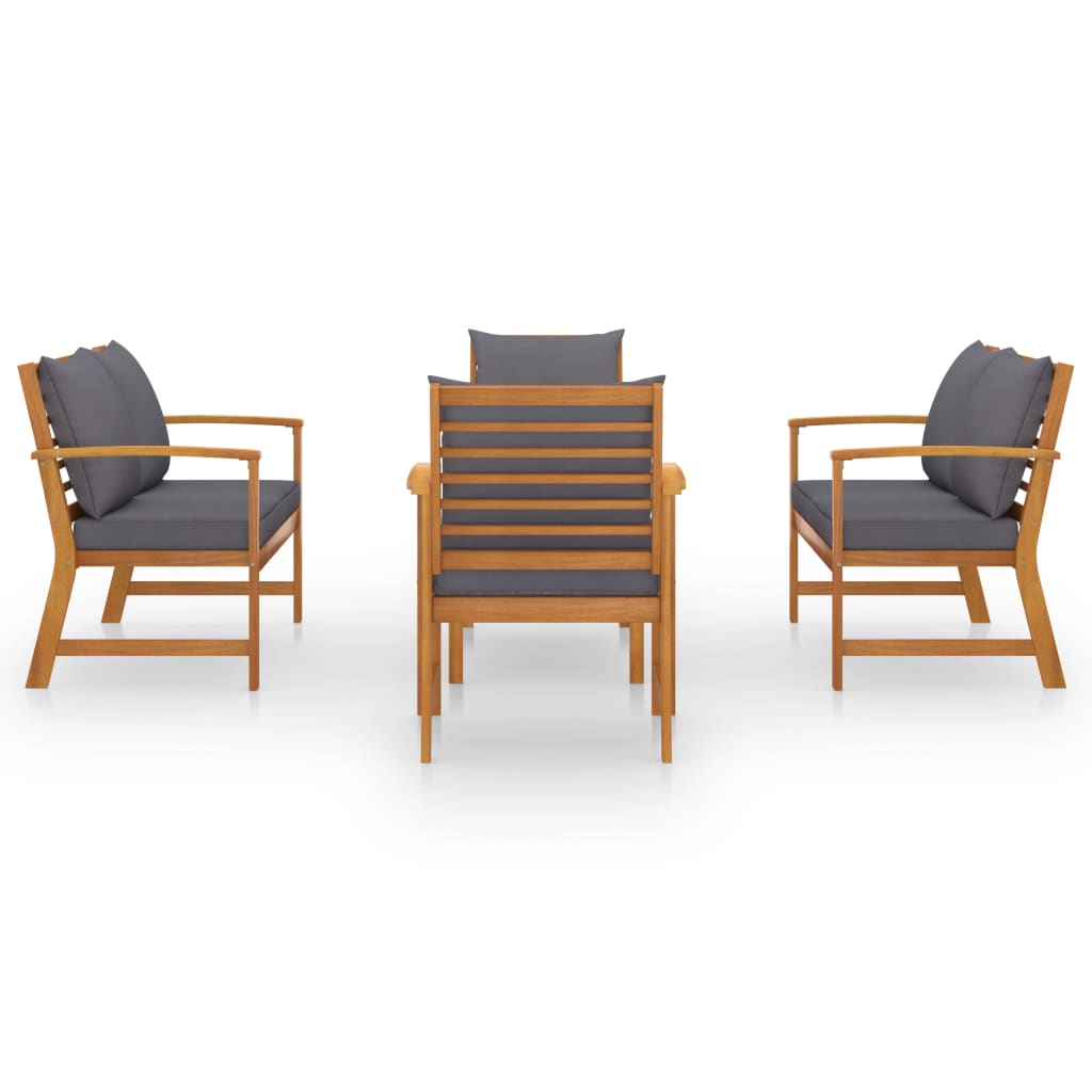 5-delige Loungeset met kussens massief acaciahout is nu te koop bij PeponiXL, paradijselijk wonen!