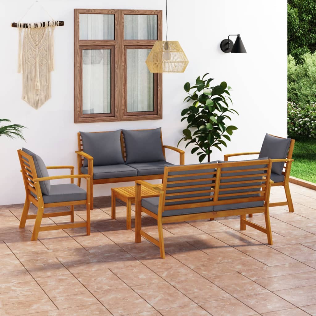5-delige Loungeset met kussens massief acaciahout is nu te koop bij PeponiXL, paradijselijk wonen!