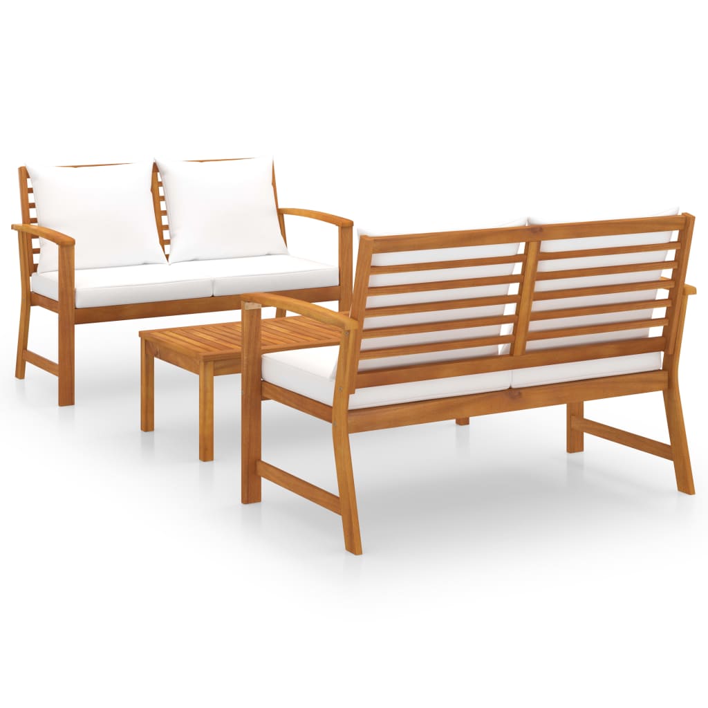 3-delige Loungeset met kussens massief acaciahout is nu te koop bij PeponiXL, paradijselijk wonen!