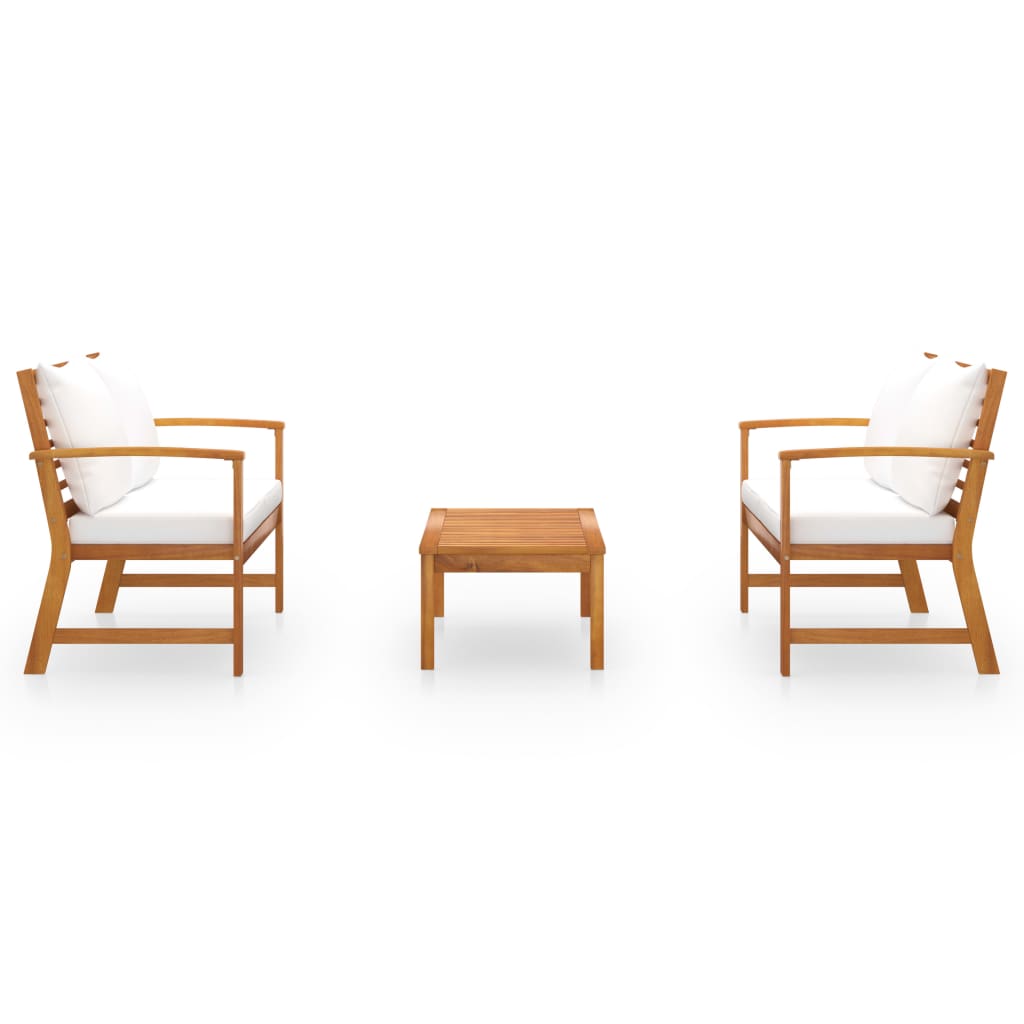3-delige Loungeset met kussens massief acaciahout is nu te koop bij PeponiXL, paradijselijk wonen!
