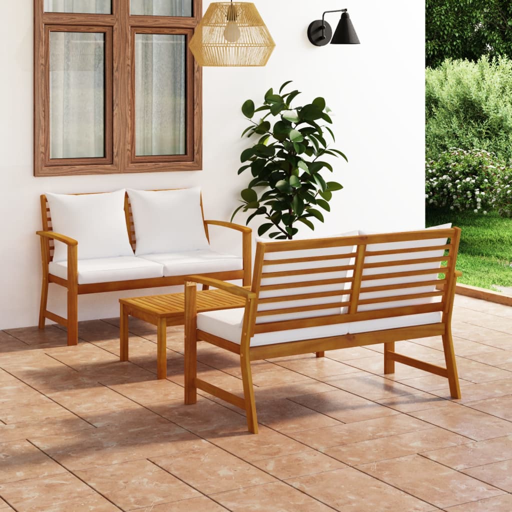 3-delige Loungeset met kussens massief acaciahout is nu te koop bij PeponiXL, paradijselijk wonen!