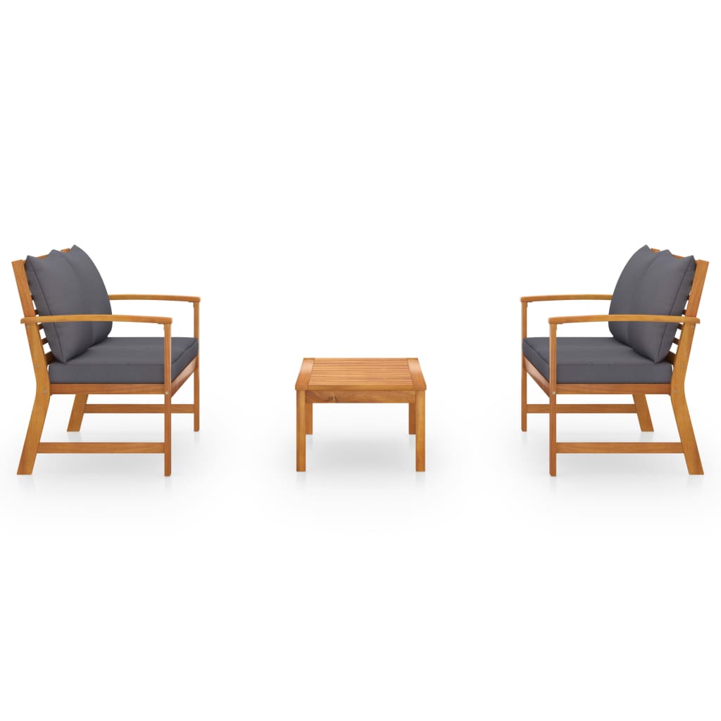 3-delige Loungeset met kussens massief acaciahout is nu te koop bij PeponiXL, paradijselijk wonen!