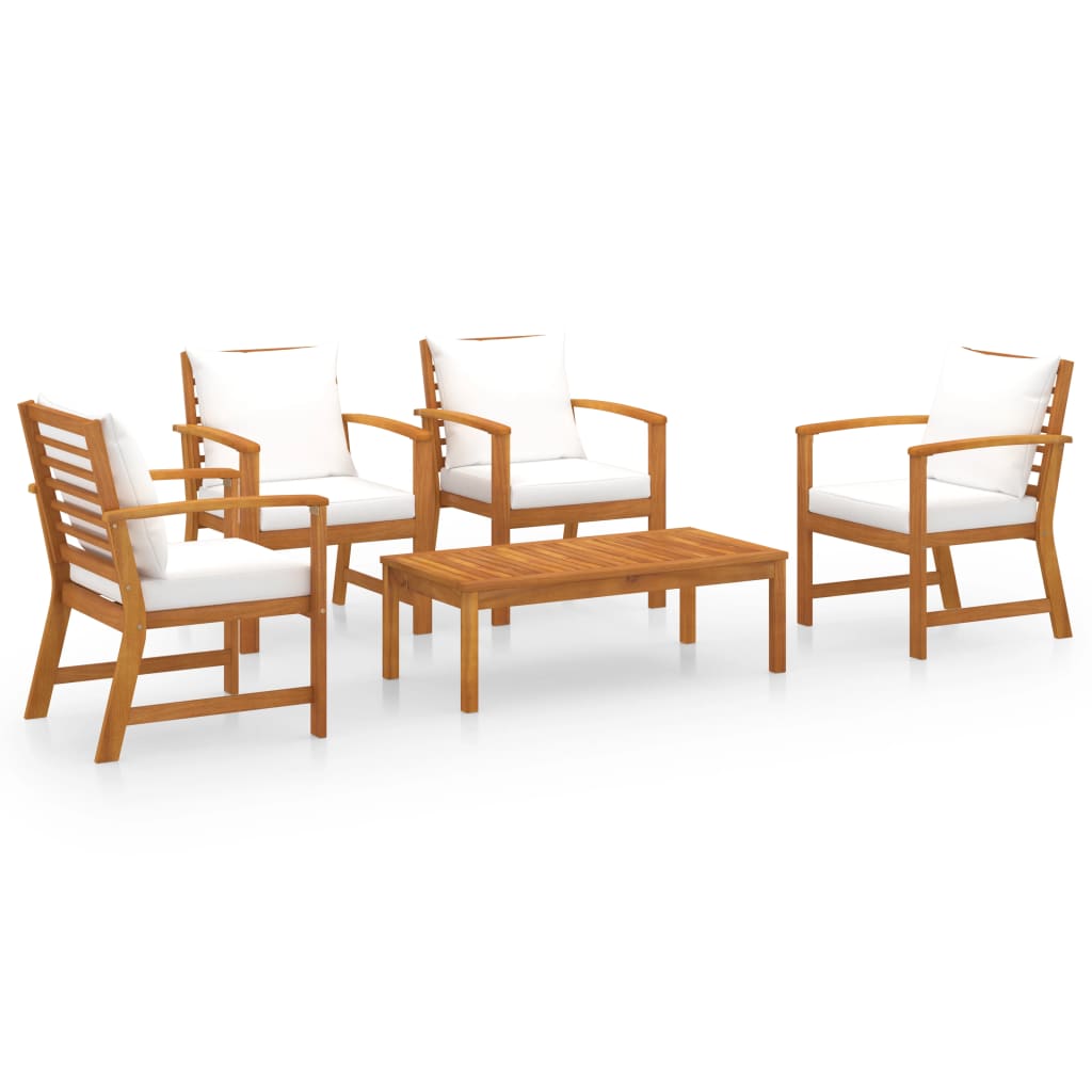 5-delige Loungeset met kussens massief acaciahout is nu te koop bij PeponiXL, paradijselijk wonen!
