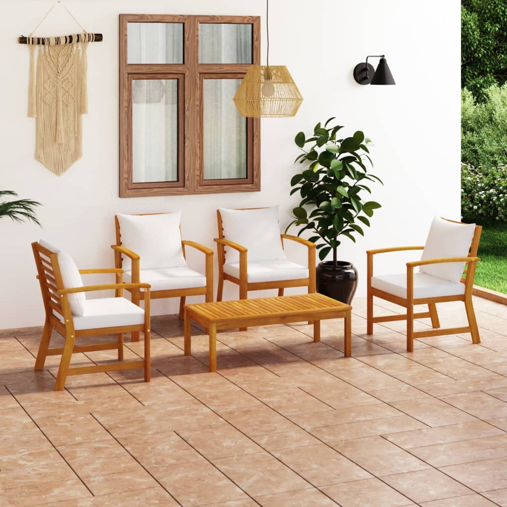 5-delige Loungeset met kussens massief acaciahout is nu te koop bij PeponiXL, paradijselijk wonen!