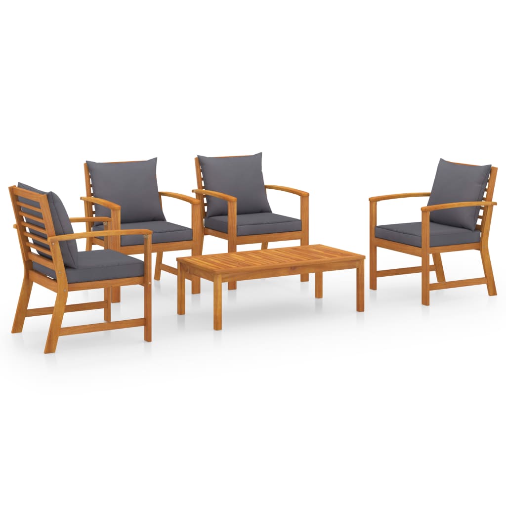 5-delige Loungeset met kussens massief acaciahout is nu te koop bij PeponiXL, paradijselijk wonen!