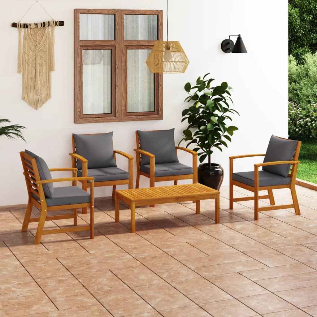 5-delige Loungeset met kussens massief acaciahout is nu te koop bij PeponiXL, paradijselijk wonen!