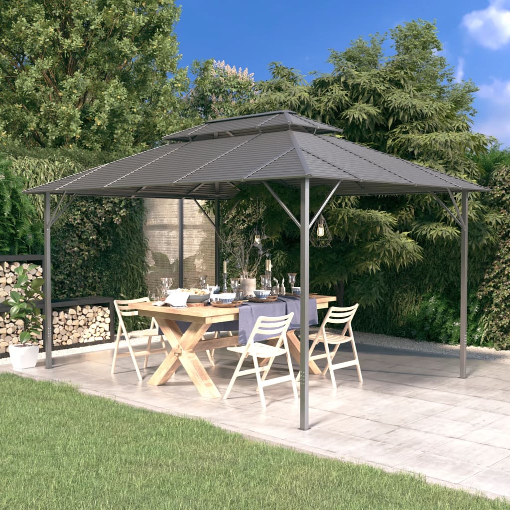 Prieel met dubbel dak 3x4 m antraciet is nu te koop bij PeponiXL, paradijselijk wonen!