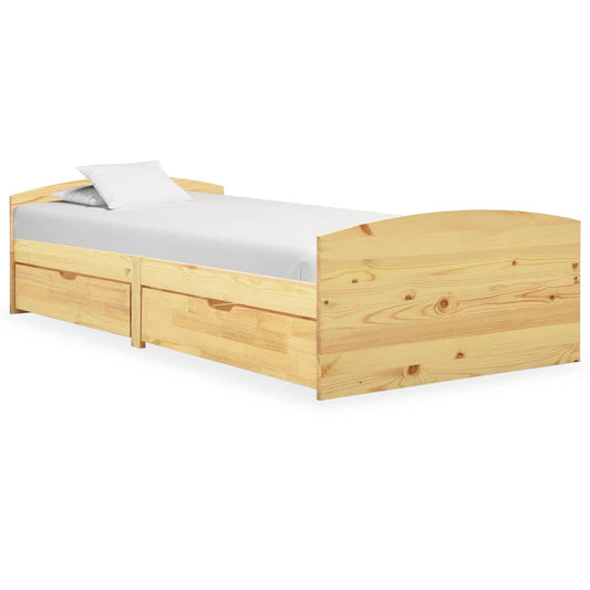 Bedframe met 2 lades massief grenenhout 90x200 cm is nu te koop bij PeponiXL, paradijselijk wonen!