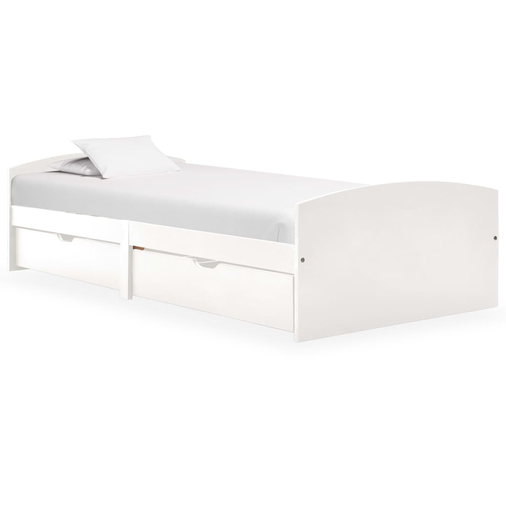 Bedframe met 2 lades massief grenenhout wit 90x200 cm is nu te koop bij PeponiXL, paradijselijk wonen!