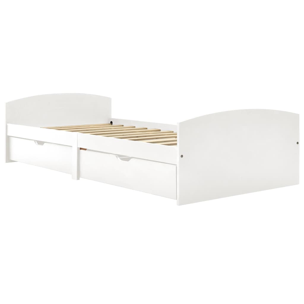 Bedframe met 2 lades massief grenenhout wit 90x200 cm is nu te koop bij PeponiXL, paradijselijk wonen!