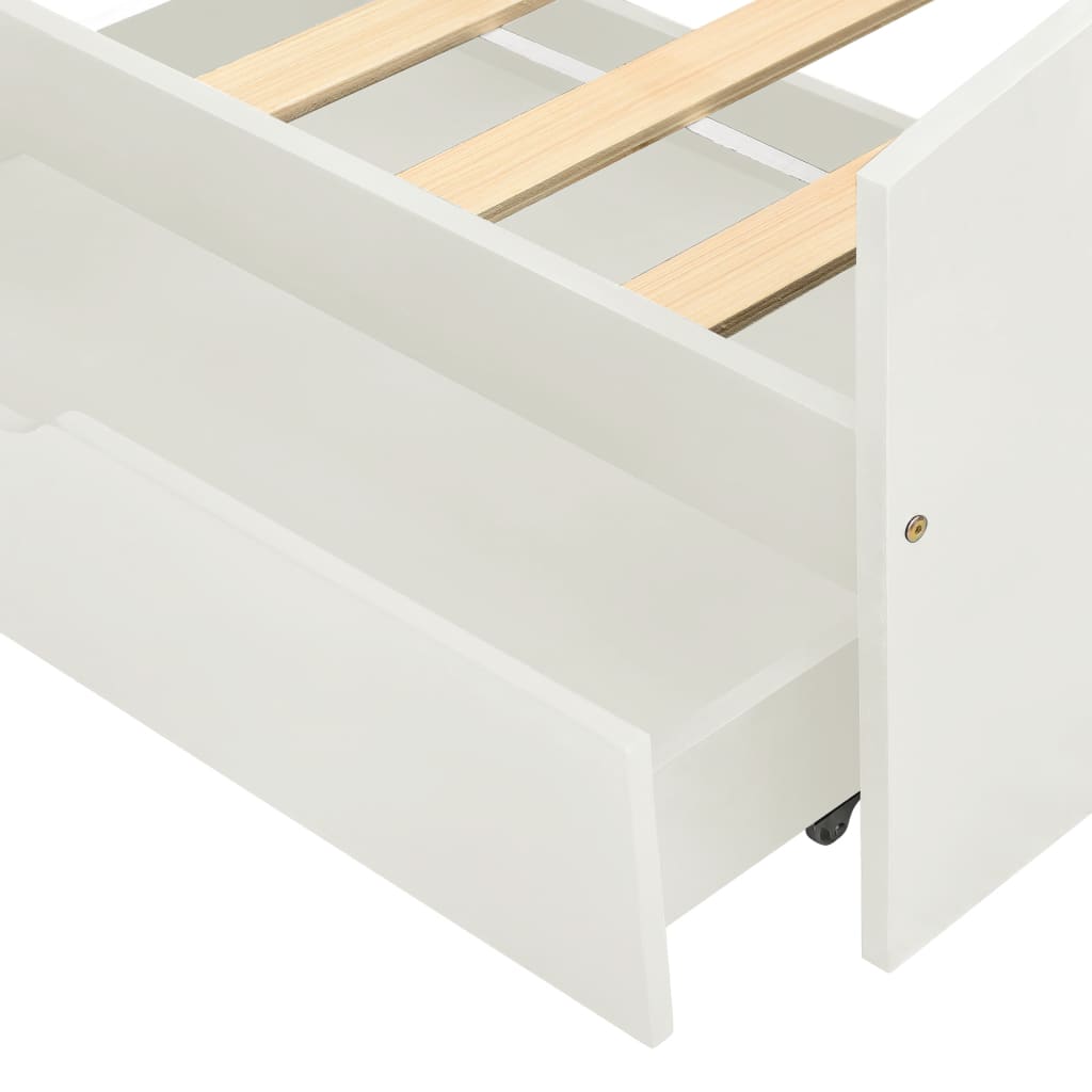 Bedframe met 2 lades massief grenenhout wit 90x200 cm is nu te koop bij PeponiXL, paradijselijk wonen!